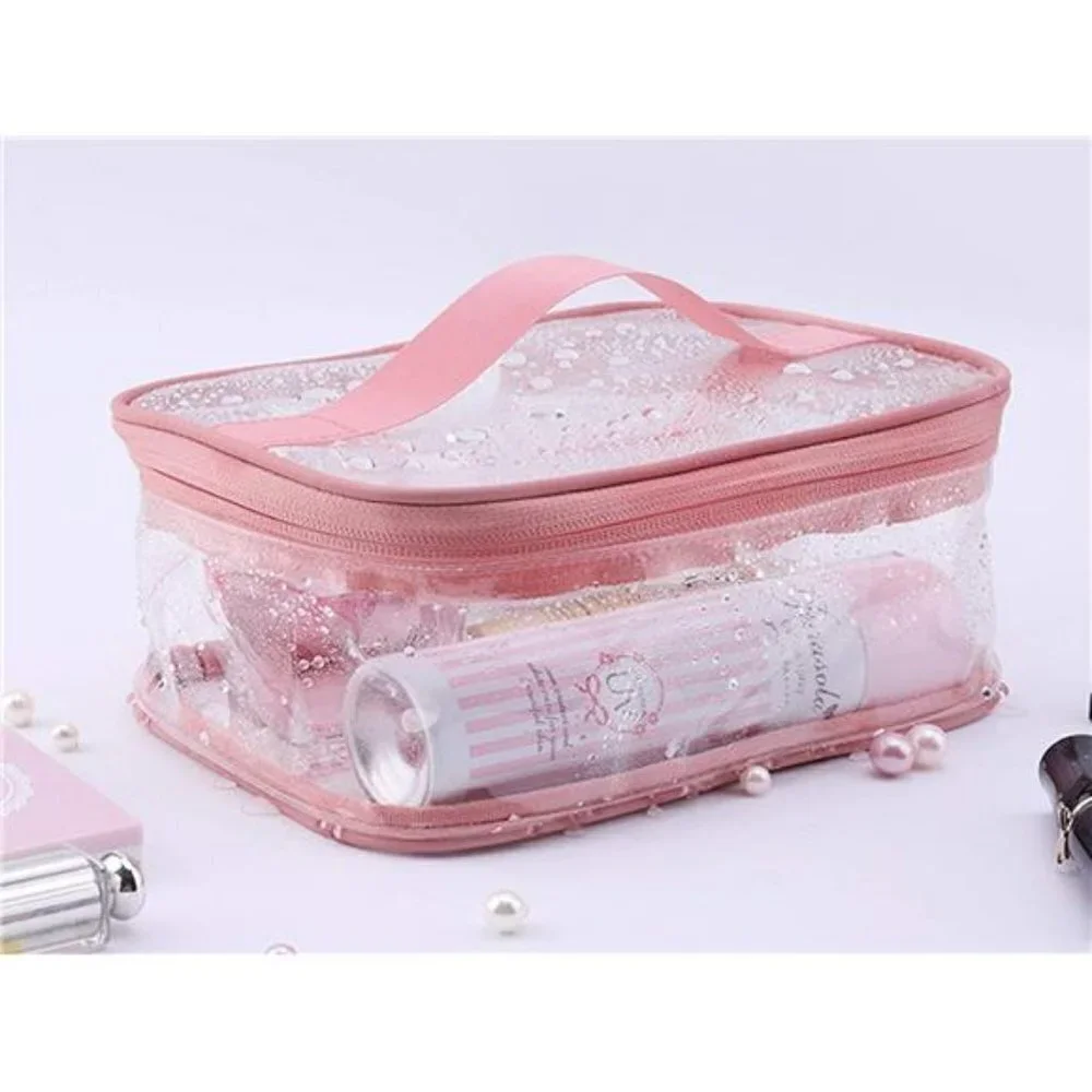 2 Pcs Makeup Bag Zipper Waterproof Cosmetics Bag Transparent Travel Storage